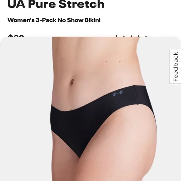 NWT Set of 3 Under Armour Pure Stretch Women's Black No Show Bikini Size Small - Picture 2 of 12